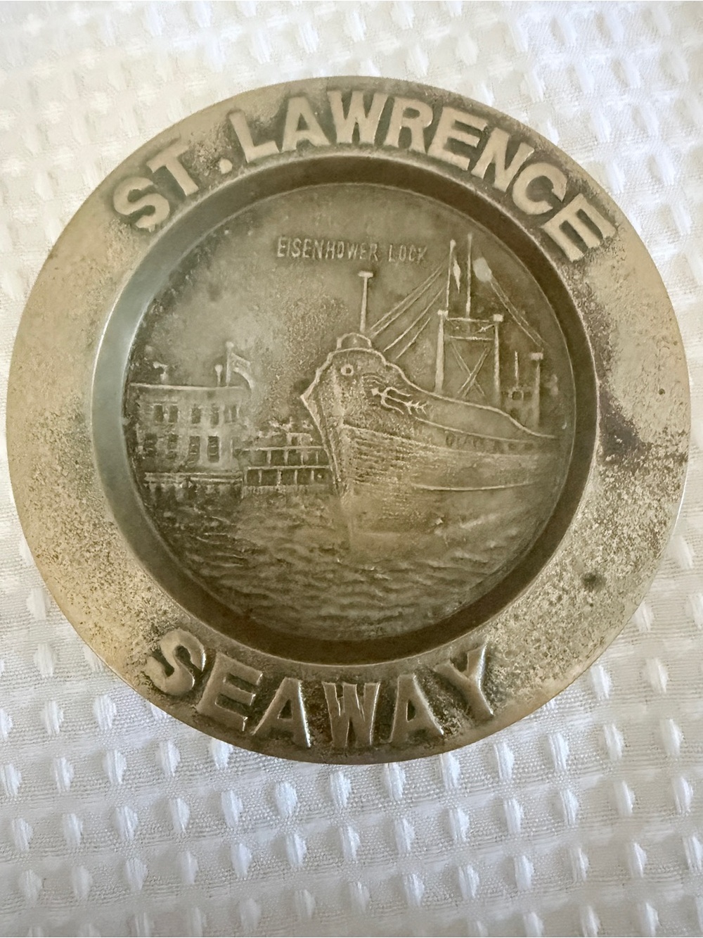 Vintage Solid Brass St. Lawrence Seaway Eisenhower Lock Souvenir Coin Dish 4.5”